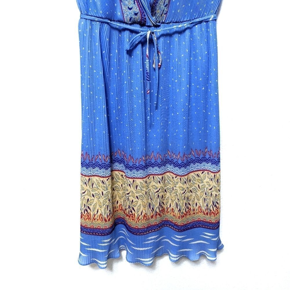 VINTAGE Caprican 70's Micro Pleat Midi Dress M - Picture 4 of 9